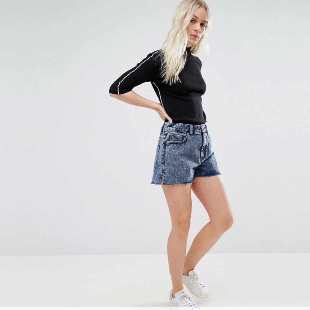 ASOS PETITE Denim Split Side Shorts